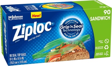 Ziploc Sandwich Bags with New Grip 'n Seal Technology, 90 Count